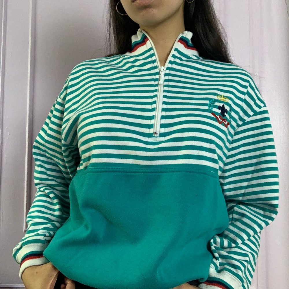 Vintage Turquoise Quarterzip Sweater
